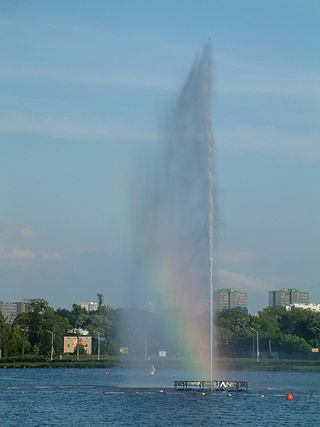 Floating fountain commemorating the 750 anniversary of granting town privileges to Poznań